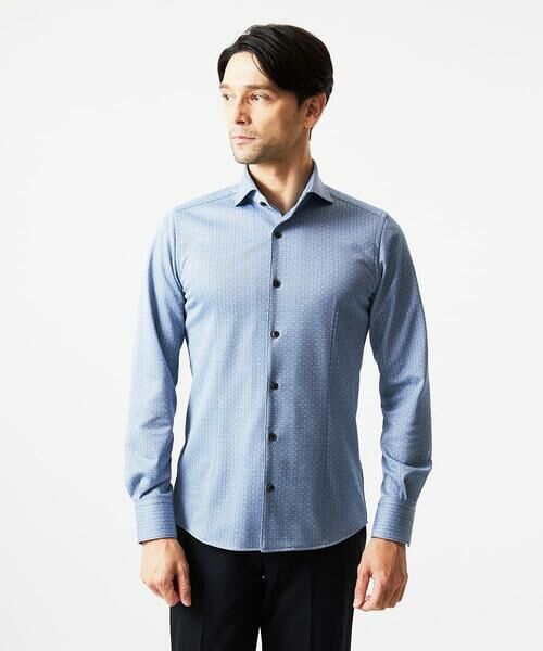 MICHEL KLEIN HOMME/ミッシェルクランオム 《日本製》ジャガード長袖シャツ ライトブルー 52 MICHEL KLEIN HOMME/ミッシェルクランオム 《日本製》ジャガード長袖シャツ ライトブルー 52