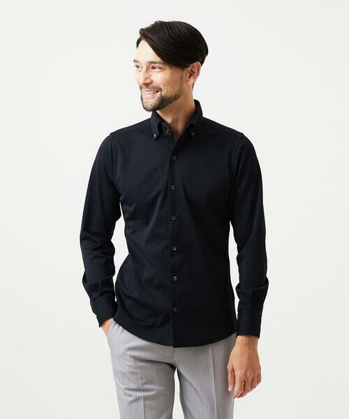MICHEL KLEIN HOMME/ミッシェルクランオム 《日本製》ボタンダウン長袖シャツ ブラック 51 MICHEL KLEIN HOMME/ミッシェルクランオム 《日本製》ボタンダウン長袖シャツ ブラック 51