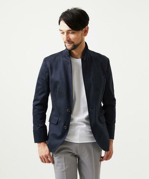 MICHEL KLEIN HOMME / ミッシェルクランオム テーラードジャケット | スエードコンバーチブルジャケット(ネイビー)