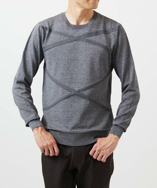 MICHEL KLEIN HOMME/ミッシェルクランオム 切り替えクルーネックニット グレー 48 MICHEL KLEIN HOMME/ミッシェルクランオム 切り替えクルーネックニット グレー 48