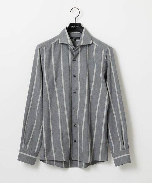 MICHEL KLEIN HOMME/ミッシェルクランオム ストライプ柄長袖シャツ グレー 44 MICHEL KLEIN HOMME/ミッシェルクランオム ストライプ柄長袖シャツ グレー 44