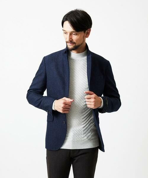 MICHEL KLEIN HOMME / ミッシェルクランオム テーラードジャケット | ウールコンバーチブルジャケット(ネイビー)