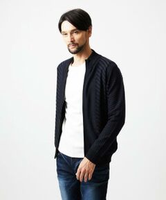 MICHEL KLEIN HOMME / ミッシェルクランオム ニット・セーター | グラデーションスタンドカラーニットブルゾン