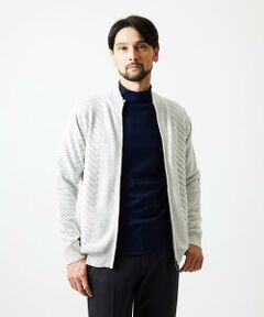 MICHEL KLEIN HOMME / ミッシェルクランオム ニット・セーター | グラデーションスタンドカラーニットブルゾン