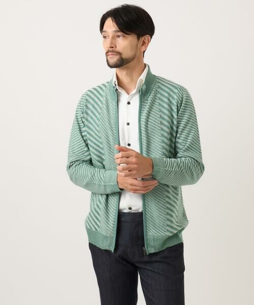 MICHEL KLEIN HOMME / ミッシェルクランオム ニット・セーター | グラデーションスタンドカラーニットブルゾン | 詳細3