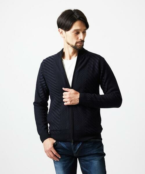 MICHEL KLEIN HOMME / ミッシェルクランオム ニット・セーター | グラデーションスタンドカラーニットブルゾン | 詳細13