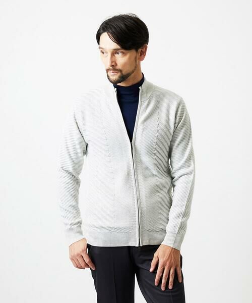 MICHEL KLEIN HOMME / ミッシェルクランオム ニット・セーター | グラデーションスタンドカラーニットブルゾン | 詳細16