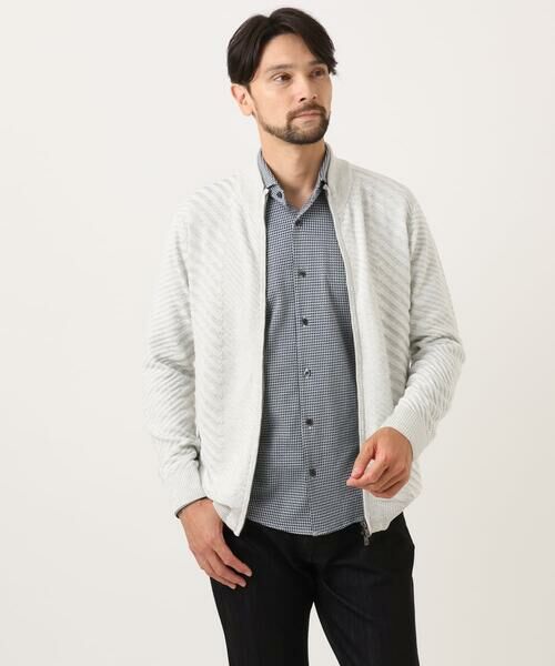 MICHEL KLEIN HOMME / ミッシェルクランオム ニット・セーター | グラデーションスタンドカラーニットブルゾン | 詳細17