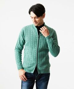 MICHEL KLEIN HOMME / ミッシェルクランオム ニット・セーター | 編み込みスタンドカラーニットブルゾン