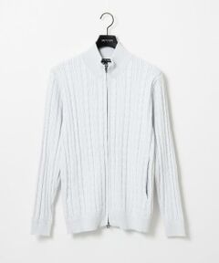 MICHEL KLEIN HOMME / ミッシェルクランオム ニット・セーター | 編み込みスタンドカラーニットブルゾン