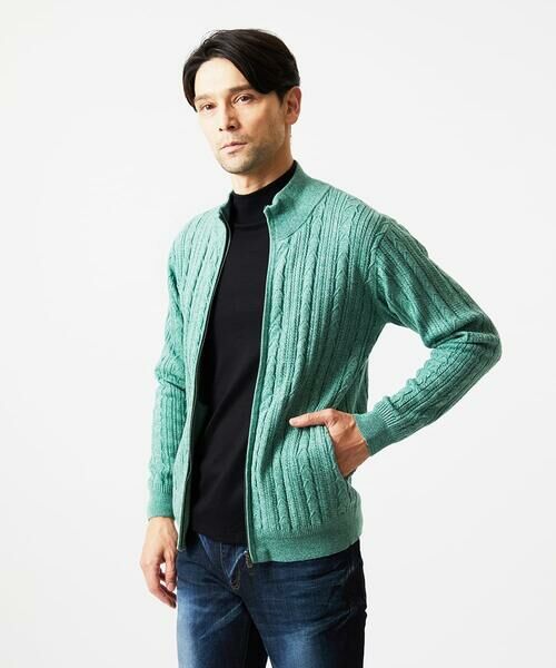 MICHEL KLEIN HOMME / ミッシェルクランオム ニット・セーター | 編み込みスタンドカラーニットブルゾン | 詳細1