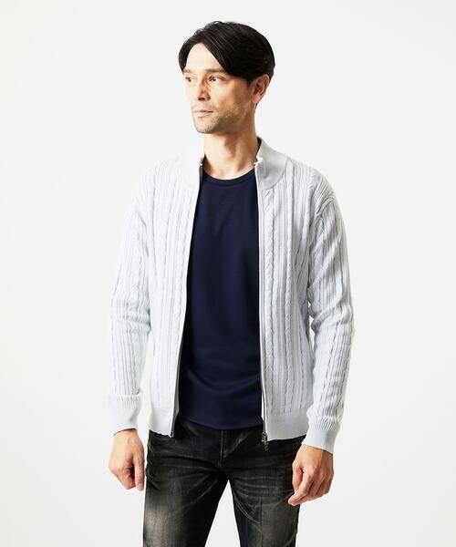 MICHEL KLEIN HOMME / ミッシェルクランオム ニット・セーター | 編み込みスタンドカラーニットブルゾン | 詳細4