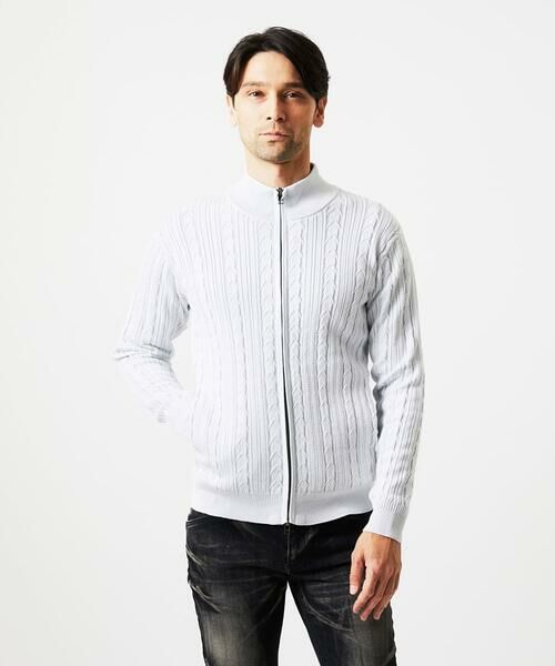 MICHEL KLEIN HOMME / ミッシェルクランオム ニット・セーター | 編み込みスタンドカラーニットブルゾン | 詳細7