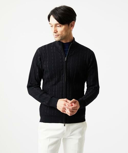 MICHEL KLEIN HOMME / ミッシェルクランオム ニット・セーター | 編み込みスタンドカラーニットブルゾン | 詳細16