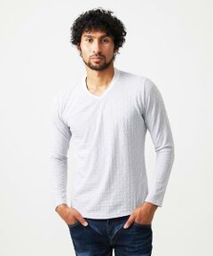 MICHEL KLEIN HOMME / ミッシェルクランオム カットソー | 《日本製》レンガ柄Vネック長袖カットソー