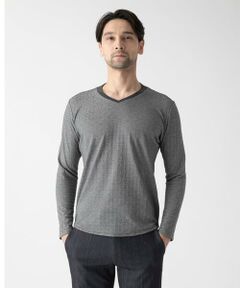 MICHEL KLEIN HOMME / ミッシェルクランオム カットソー | 《日本製》レンガ柄Vネック長袖カットソー