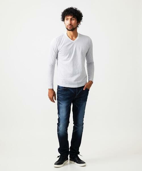 MICHEL KLEIN HOMME / ミッシェルクランオム カットソー | 《日本製》レンガ柄Vネック長袖カットソー | 詳細3