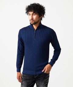 MICHEL KLEIN HOMME / ミッシェルクランオム ニット・セーター | ガーメントダイリブ　 ハーフジップニット