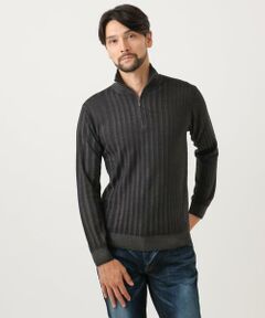 MICHEL KLEIN HOMME / ミッシェルクランオム ニット・セーター | ガーメントダイリブ　 ハーフジップニット