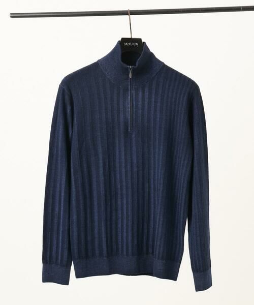 MICHEL KLEIN HOMME / ミッシェルクランオム ニット・セーター | ガーメントダイリブ　 ハーフジップニット | 詳細10