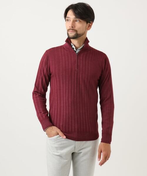 MICHEL KLEIN HOMME / ミッシェルクランオム ニット・セーター | ガーメントダイリブ　 ハーフジップニット | 詳細12