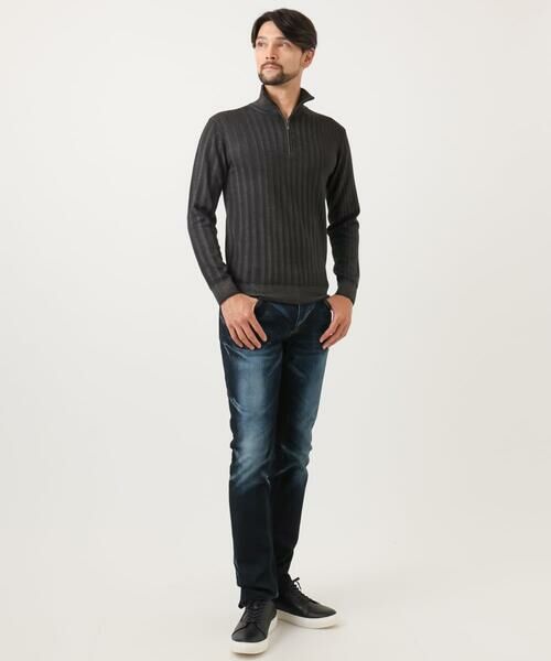 MICHEL KLEIN HOMME / ミッシェルクランオム ニット・セーター | ガーメントダイリブ　 ハーフジップニット | 詳細14