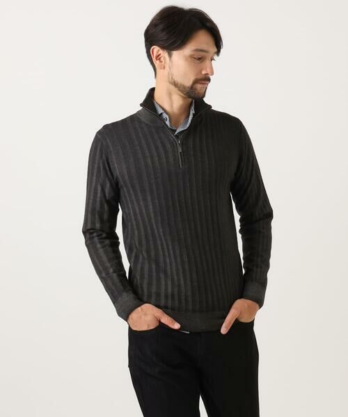 MICHEL KLEIN HOMME / ミッシェルクランオム ニット・セーター | ガーメントダイリブ　 ハーフジップニット | 詳細15