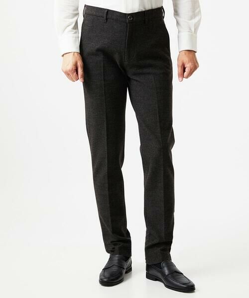 MICHEL KLEIN HOMME / ミッシェルクランオム チノ・ワークパンツ | ストライプスラックスパンツ(ブラウン)