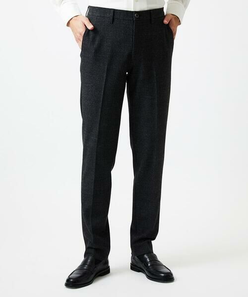 MICHEL KLEIN HOMME / ミッシェルクランオム チノ・ワークパンツ | ストライプスラックスパンツ(ダークグレー)