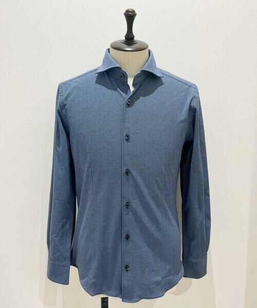 MICHEL KLEIN HOMME / ミッシェルクランオム シャツ・ブラウス | 《日本製》ベーシックジャージシャツ（ネイビー）