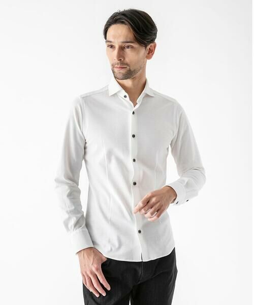 MICHEL KLEIN HOMME / ミッシェルクランオム シャツ・ブラウス | 《日本製》ベーシックジャージシャツ（ホワイト）