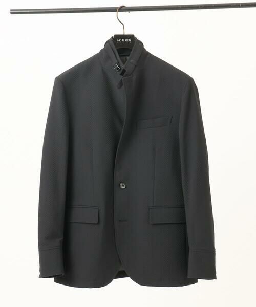 MICHEL KLEIN HOMME / ミッシェルクランオム テーラードジャケット | 【セットアップ】ビックへリンボンコンバーチブルジャケット（ブラック）