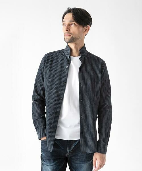 MICHEL KLEIN HOMME / ミッシェルクランオム シャツ・ブラウス | ジャージストライプ長袖シャツ | 詳細2