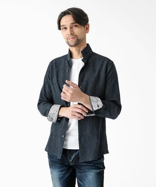 MICHEL KLEIN HOMME / ミッシェルクランオム シャツ・ブラウス | ジャージストライプ長袖シャツ | 詳細3