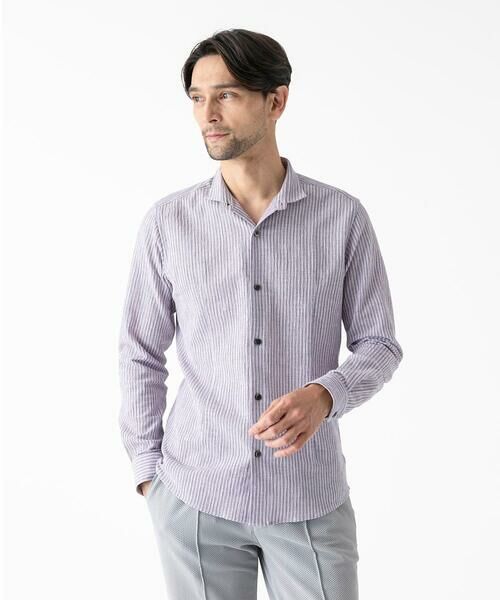 MICHEL KLEIN HOMME / ミッシェルクランオム シャツ・ブラウス | ジャージストライプ長袖シャツ | 詳細11