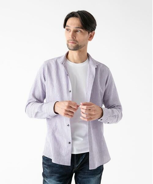 MICHEL KLEIN HOMME / ミッシェルクランオム シャツ・ブラウス | ジャージストライプ長袖シャツ | 詳細13