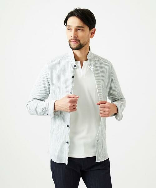 MICHEL KLEIN HOMME / ミッシェルクランオム シャツ・ブラウス | ジャージストライプ長袖シャツ | 詳細17