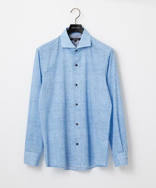 MICHEL KLEIN HOMME / ミッシェルクランオム シャツ・ブラウス | コットンウェーブ長袖シャツ（ライトブルー）