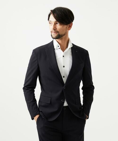 MICHEL KLEIN HOMME / ミッシェルクランオム テーラードジャケット | 【セットアップ】コットンライクストレッチテーラードジャケット（ブラック）