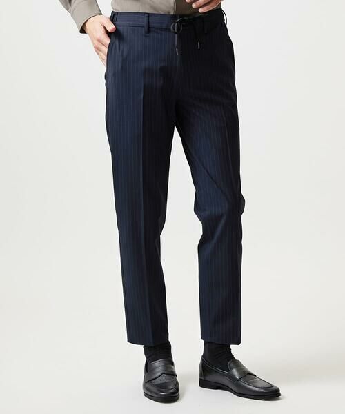 MICHEL KLEIN HOMME / ミッシェルクランオム チノ・ワークパンツ | ストライプ2WAY9分丈スラックスパンツ（ネイビー）