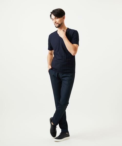 MICHEL KLEIN HOMME / ミッシェルクランオム カットソー | 《日本製》千鳥リンクスVネック半袖カットソー | 詳細2