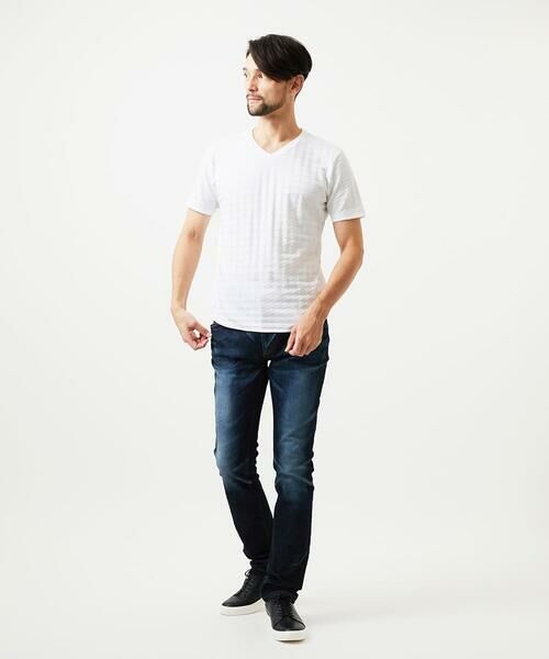 MICHEL KLEIN HOMME / ミッシェルクランオム カットソー | 《日本製》千鳥リンクスVネック半袖カットソー | 詳細3