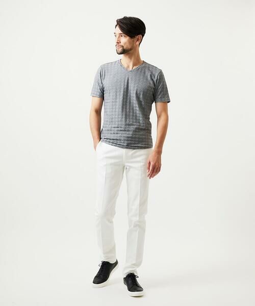 MICHEL KLEIN HOMME / ミッシェルクランオム カットソー | 《日本製》千鳥リンクスVネック半袖カットソー | 詳細5