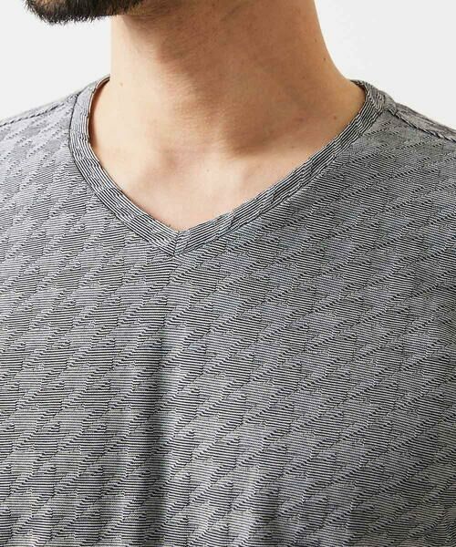 MICHEL KLEIN HOMME / ミッシェルクランオム カットソー | 《日本製》千鳥リンクスVネック半袖カットソー | 詳細8