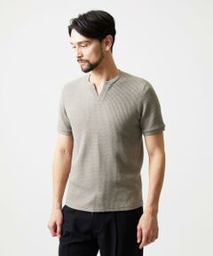 MICHEL KLEIN HOMME / ミッシェルクランオム カットソー | キーネックウェーブ半袖カットソー