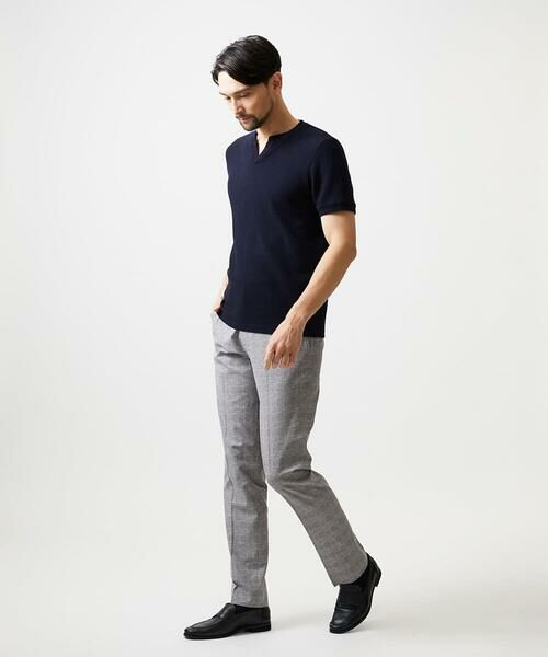 MICHEL KLEIN HOMME / ミッシェルクランオム カットソー | キーネックウェーブ半袖カットソー | 詳細1