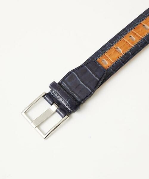 MICHEL KLEIN HOMME / ミッシェルクランオム ベルト・サスペンダー | クロコパッチ　ワイドピンベルト | 詳細1