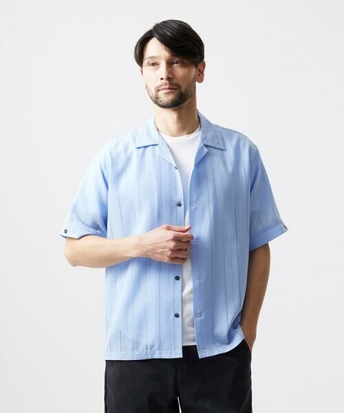 MICHEL KLEIN HOMME / ミッシェルクランオム シャツ・ブラウス | ストライプリラックス半袖シャツ | 詳細1