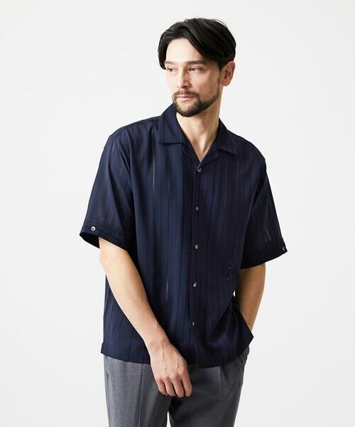 MICHEL KLEIN HOMME / ミッシェルクランオム シャツ・ブラウス | ストライプリラックス半袖シャツ | 詳細12