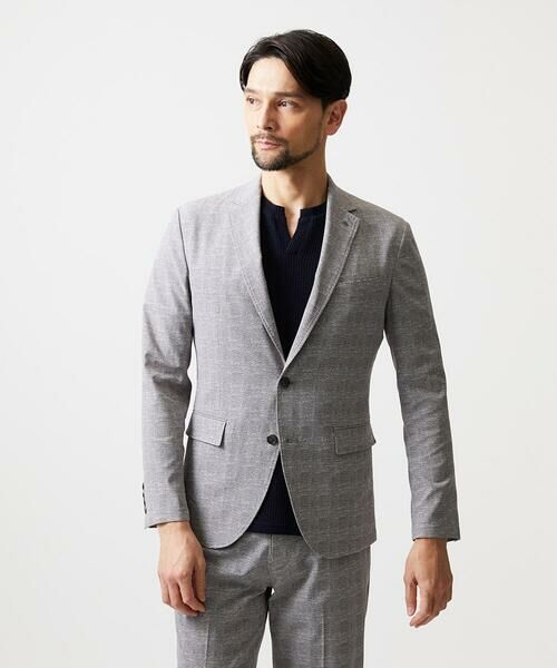 MICHEL KLEIN HOMME / ミッシェルクランオム テーラードジャケット | 【セットアップ】グレンチェック柄テーラードジャケット（グレー）